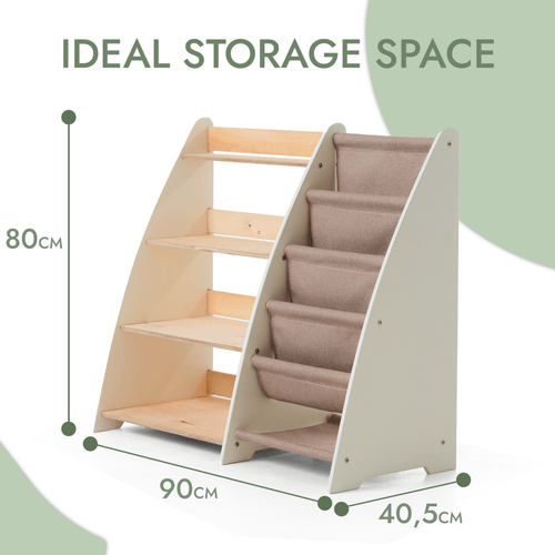 2-in-1 Montessori Bookshelf – Wooden Storage for Books & Toys