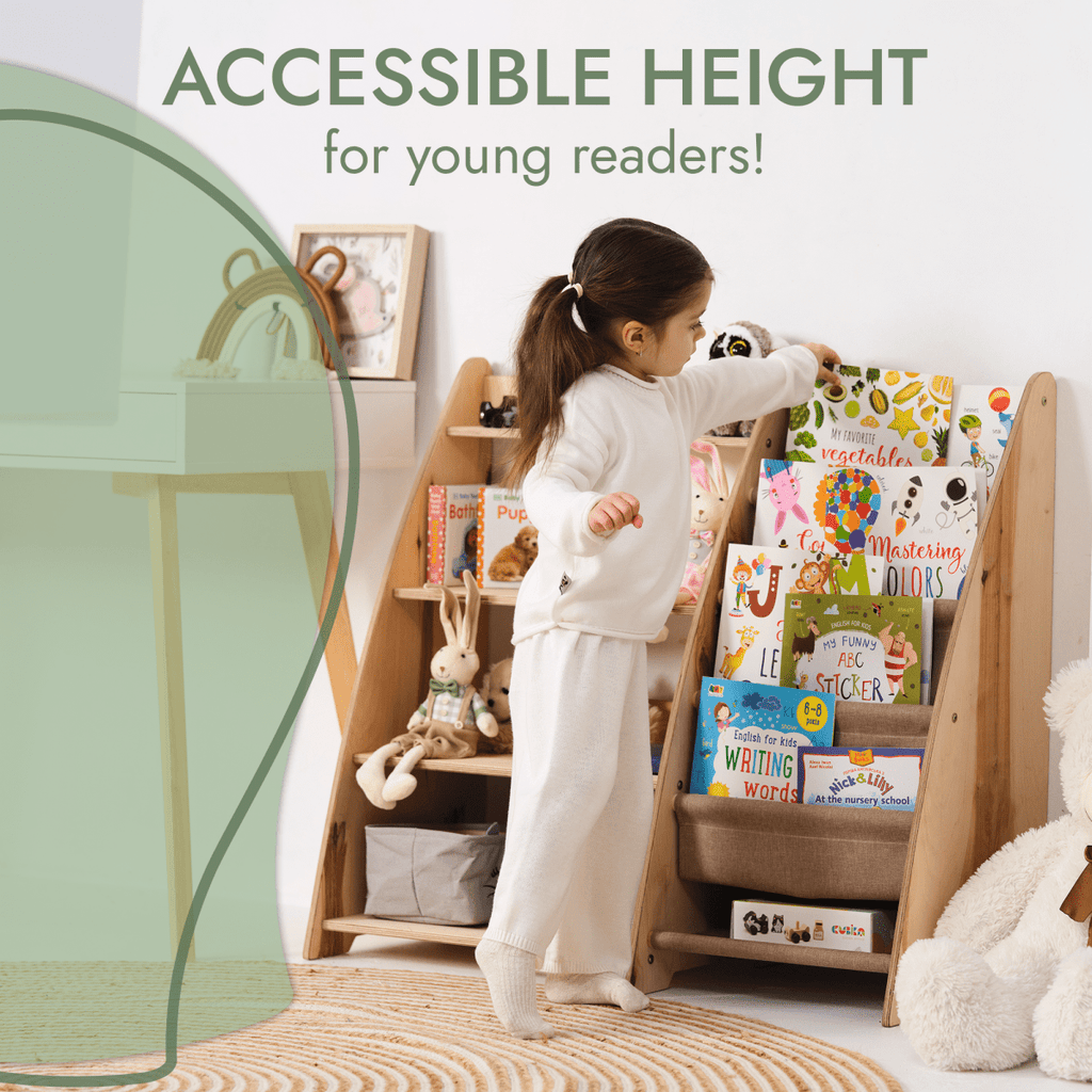 2-in-1 Montessori Bookshelf – Wooden Storage for Books & Toys