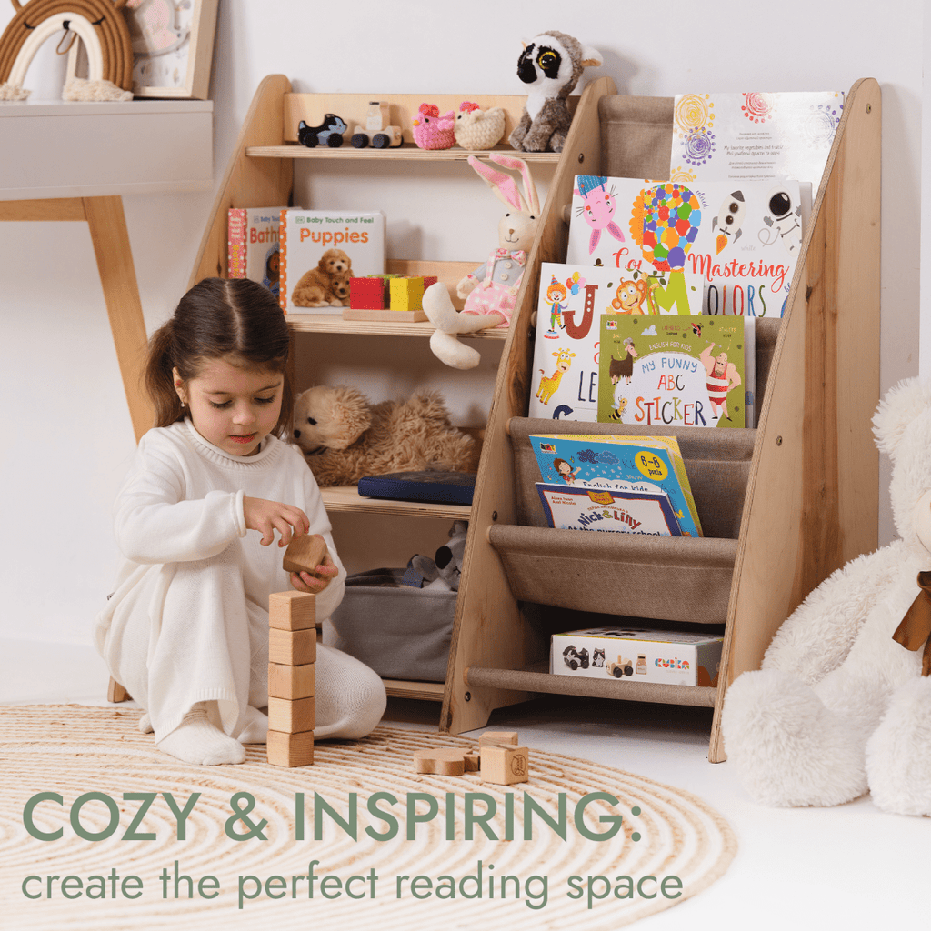 2-in-1 Montessori Bookshelf – Wooden Storage for Books & Toys