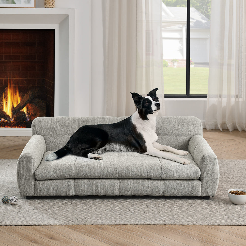Modern Linen Dog Sofa Bed – Oversized Support in Beige