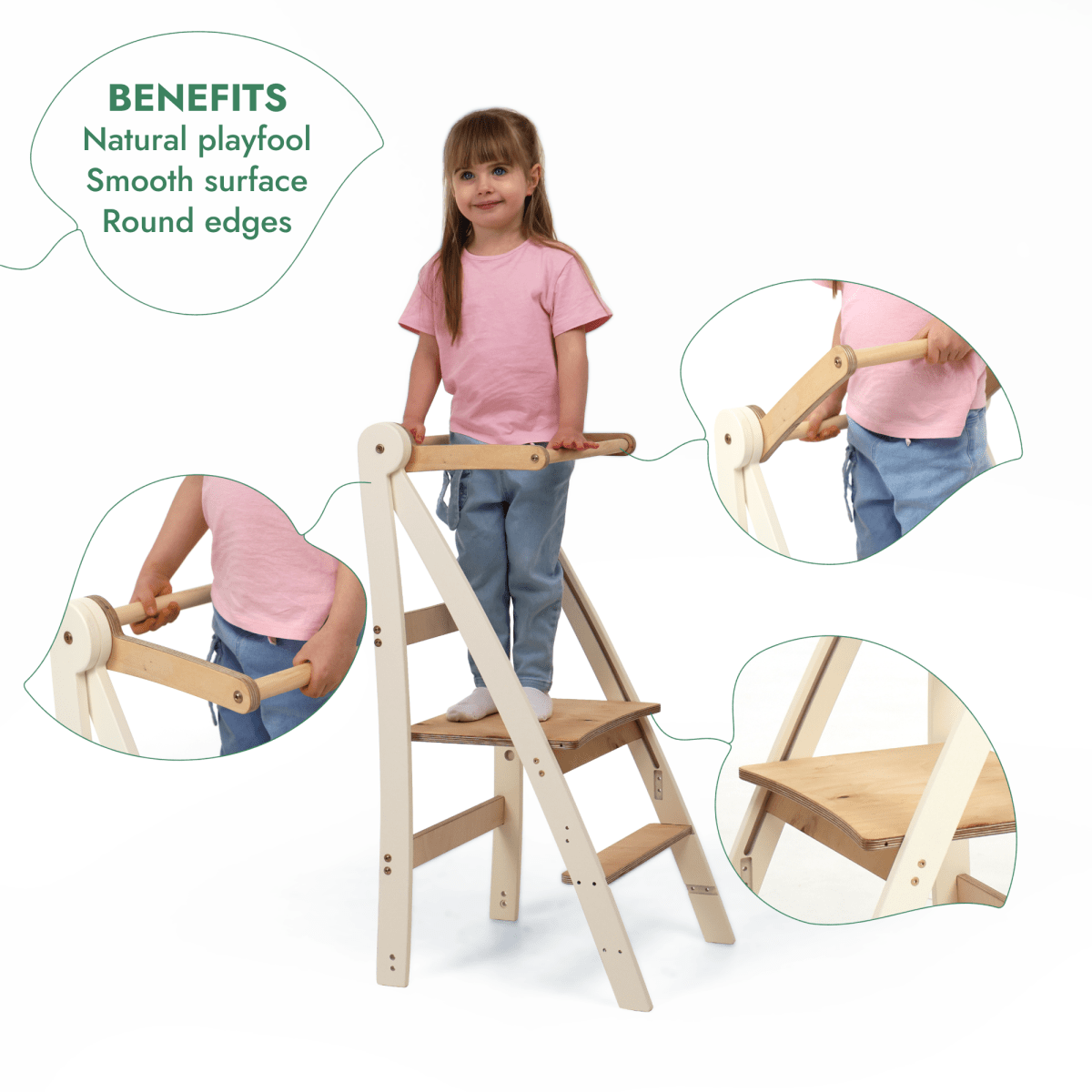 Adjustable Montessori Learning Tower – Natural Wood Step Stool