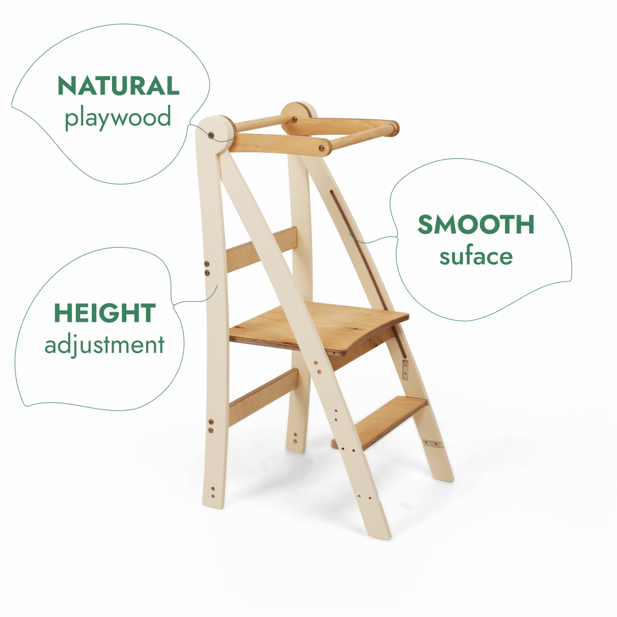 Adjustable Montessori Learning Tower – Natural Wood Step Stool