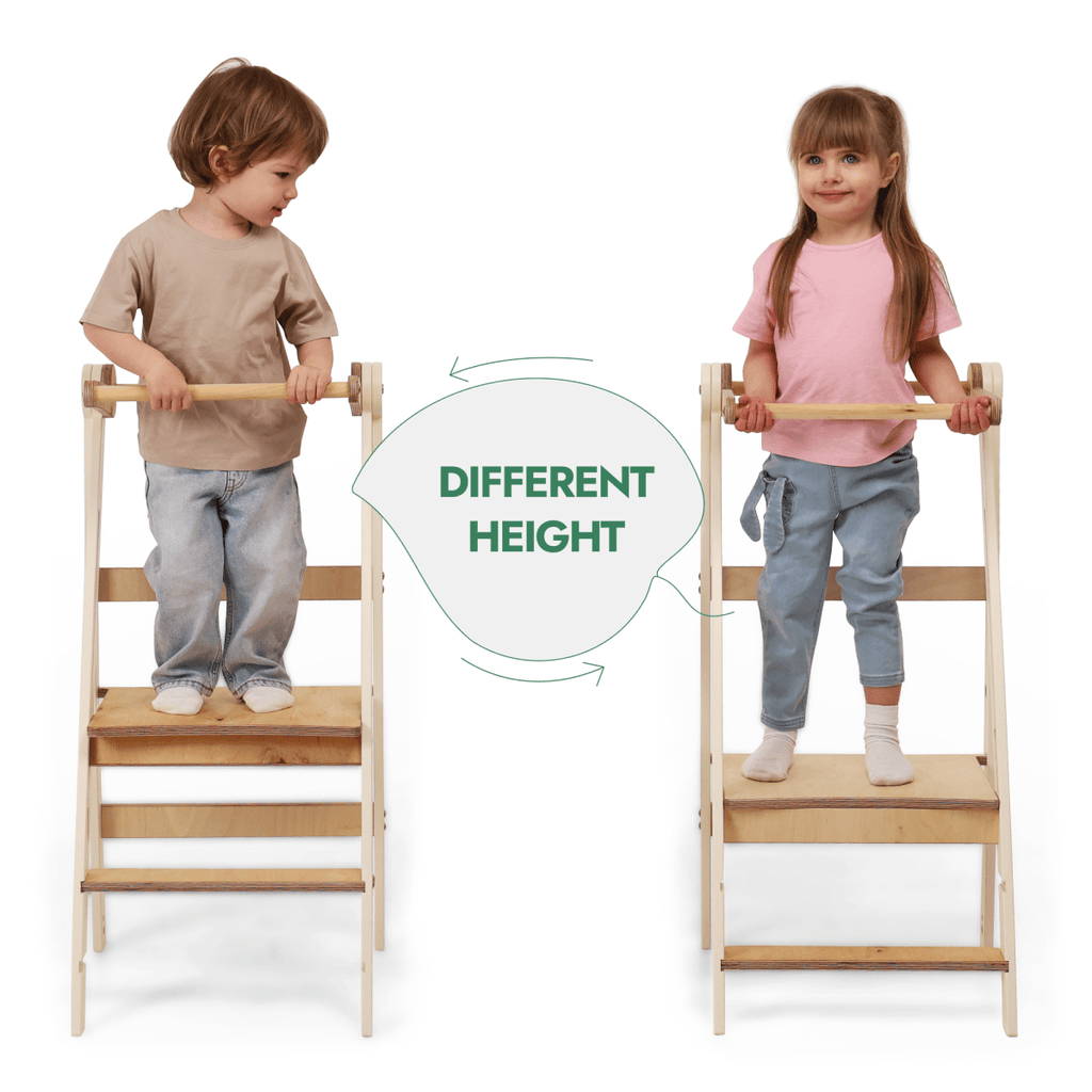 Adjustable Montessori Learning Tower – Natural Wood Step Stool