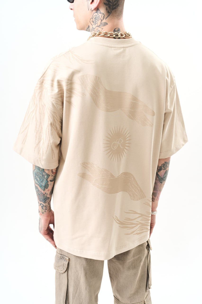 Oversized Wings & Sun Tee – Tonal Minimal Graphic