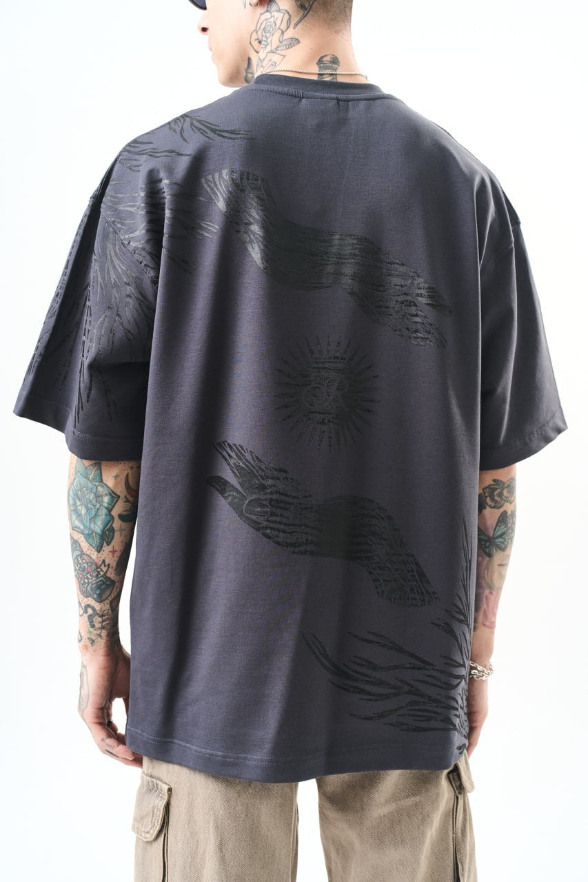 Oversized Wings & Sun Tee – Tonal Minimal Graphic